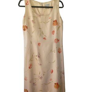 Ann Taylor Sleeveless Floral Dress with Chiffon Scarf